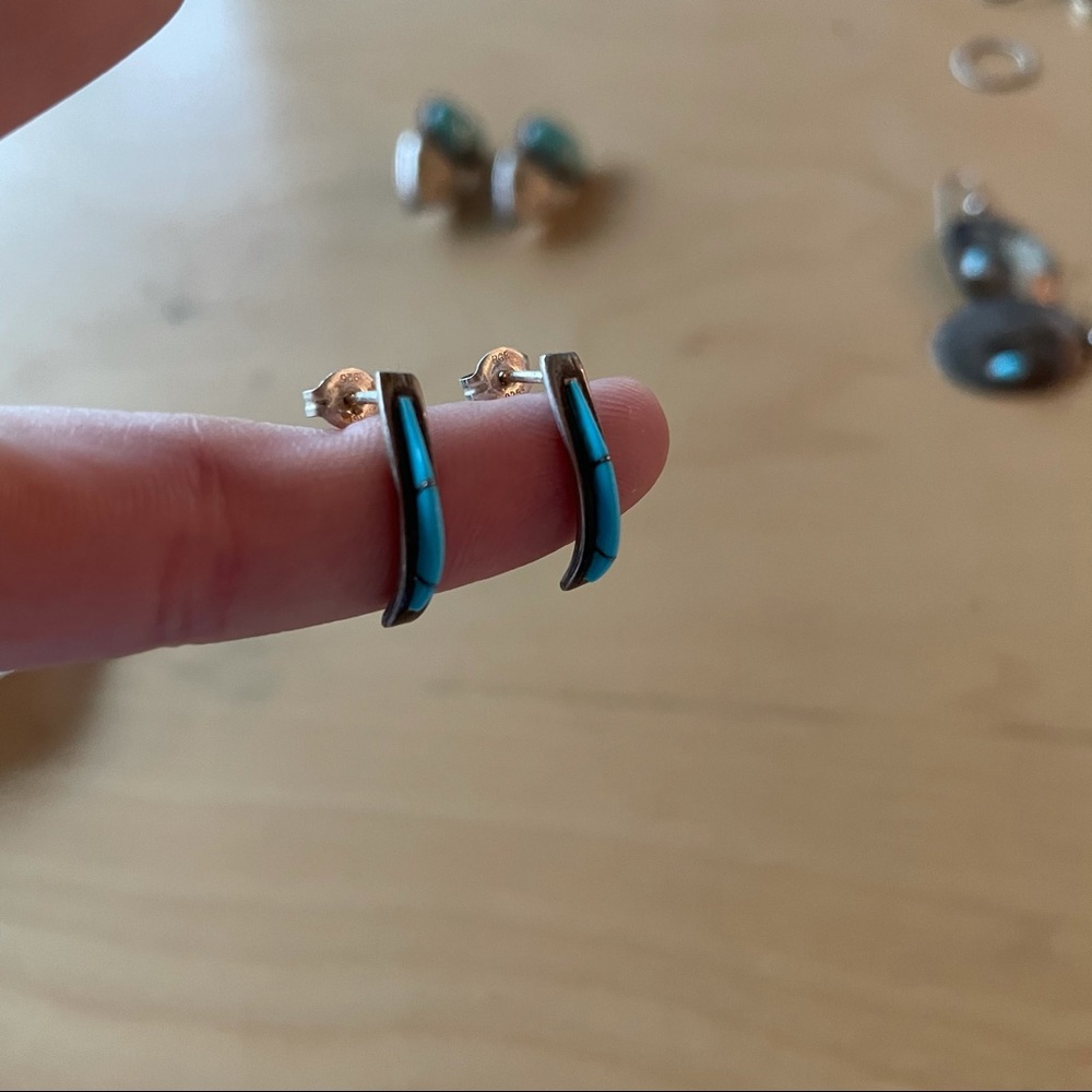 Turquoise half hoops